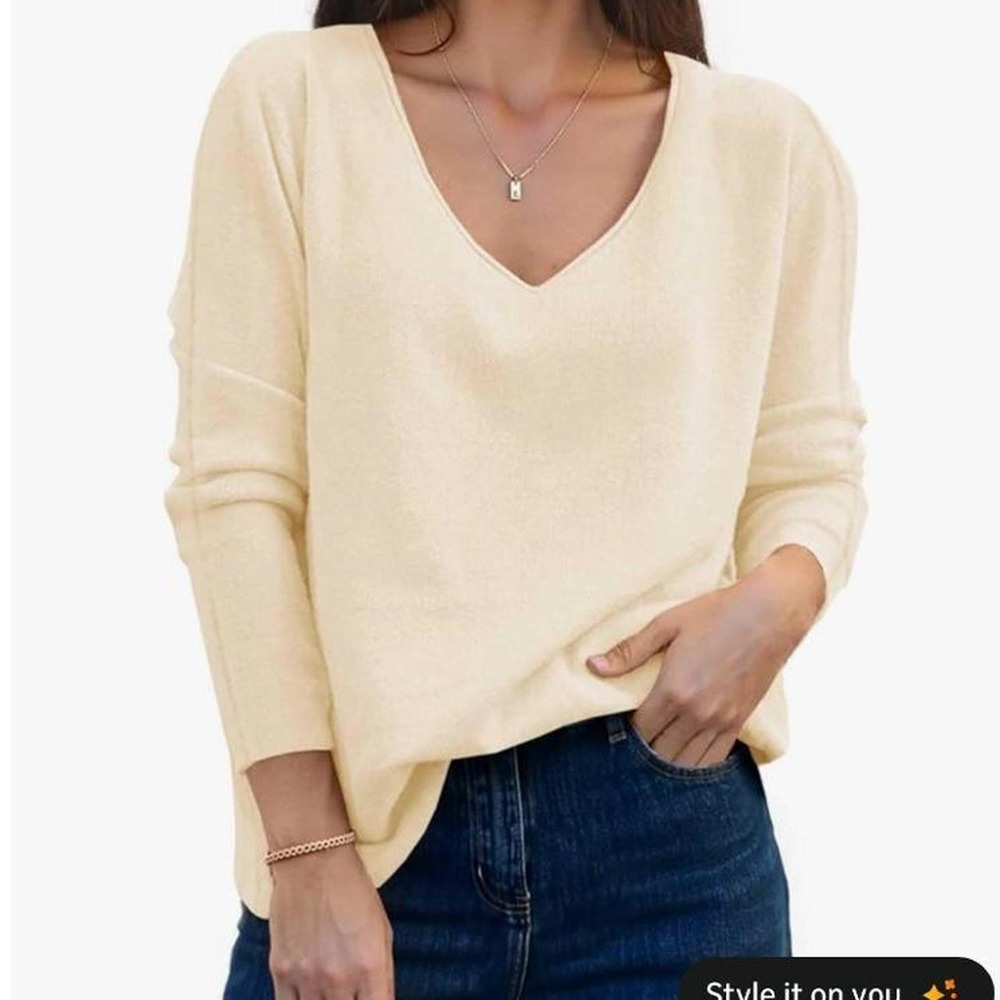Saodimallsu Womens Fall Sweaters Long Sleeve Loose Lightweight Soft Pullover